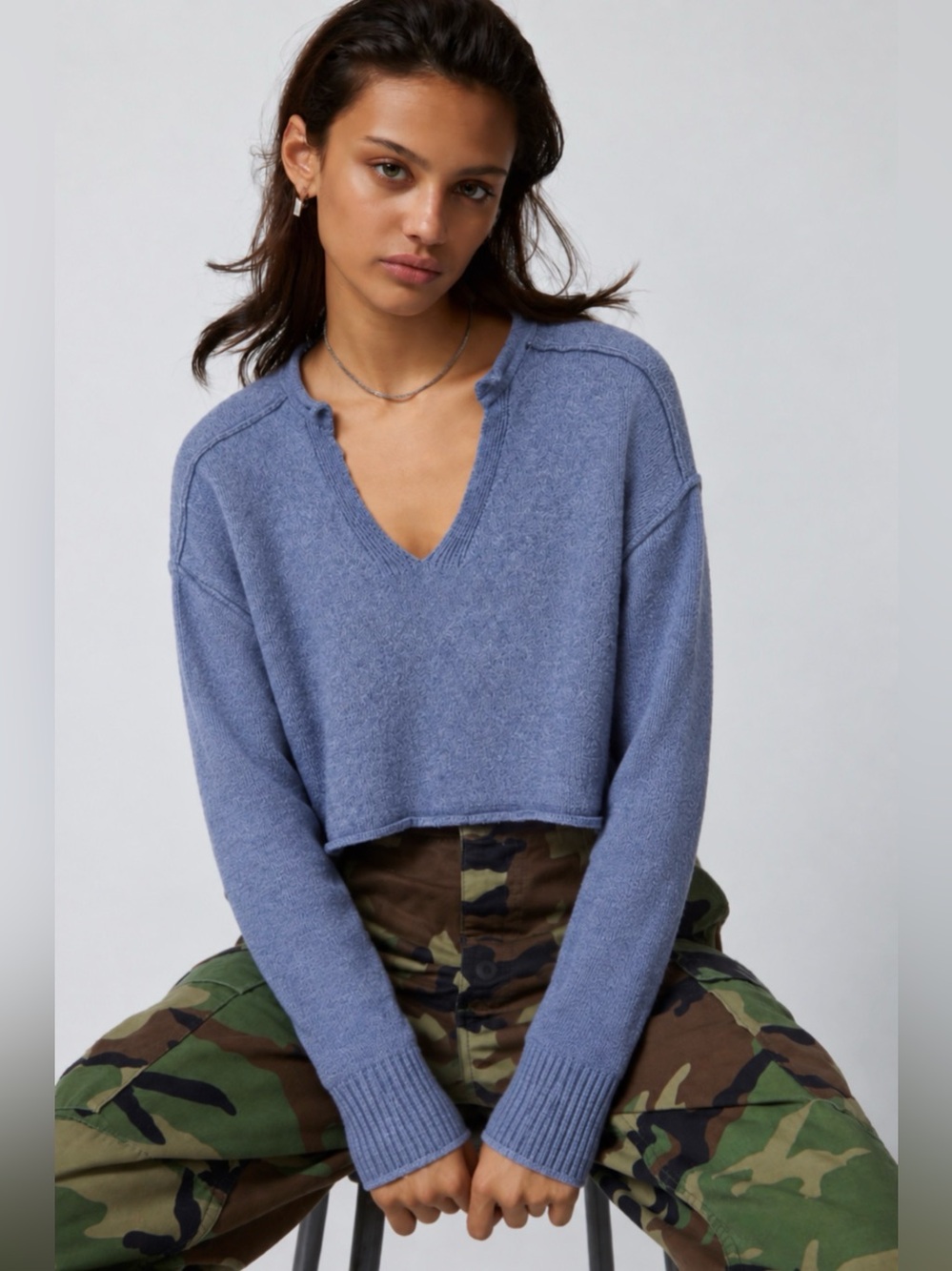 Urban Outfitters BDG Women’s Blue Cropped Slouchy Oversized Sweater Size S